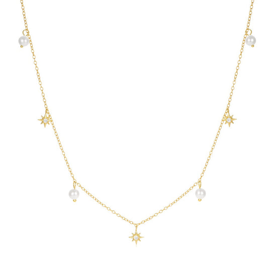 Snow Pearl Star Chain Necklace