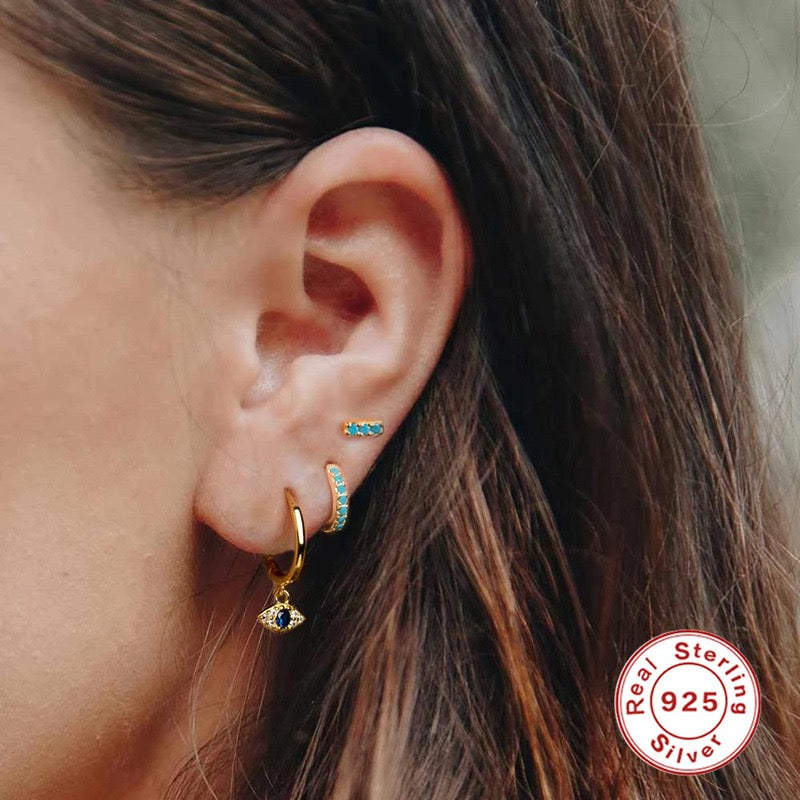 Shimmering Evil Eye Earrings
