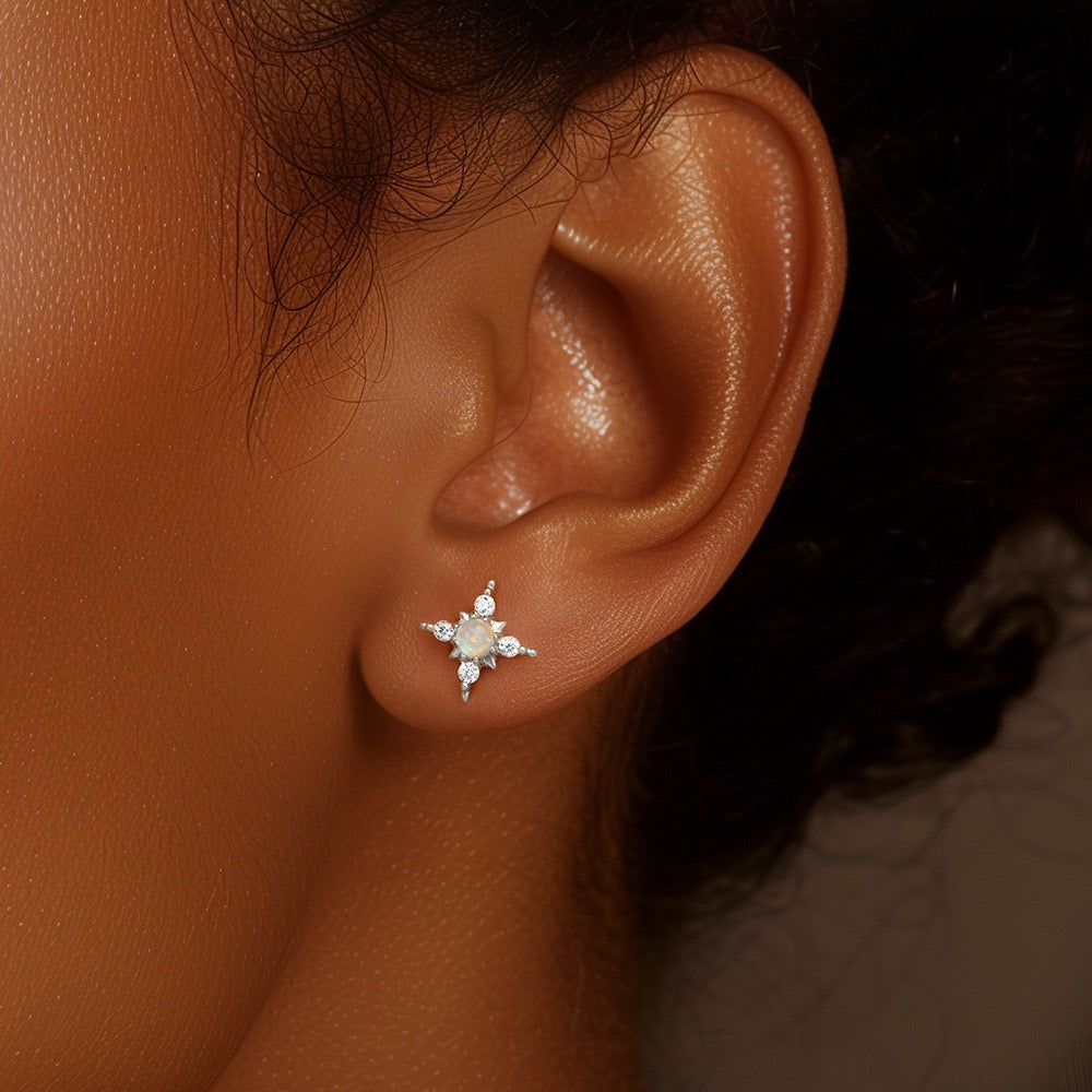 Opal Star Earrings