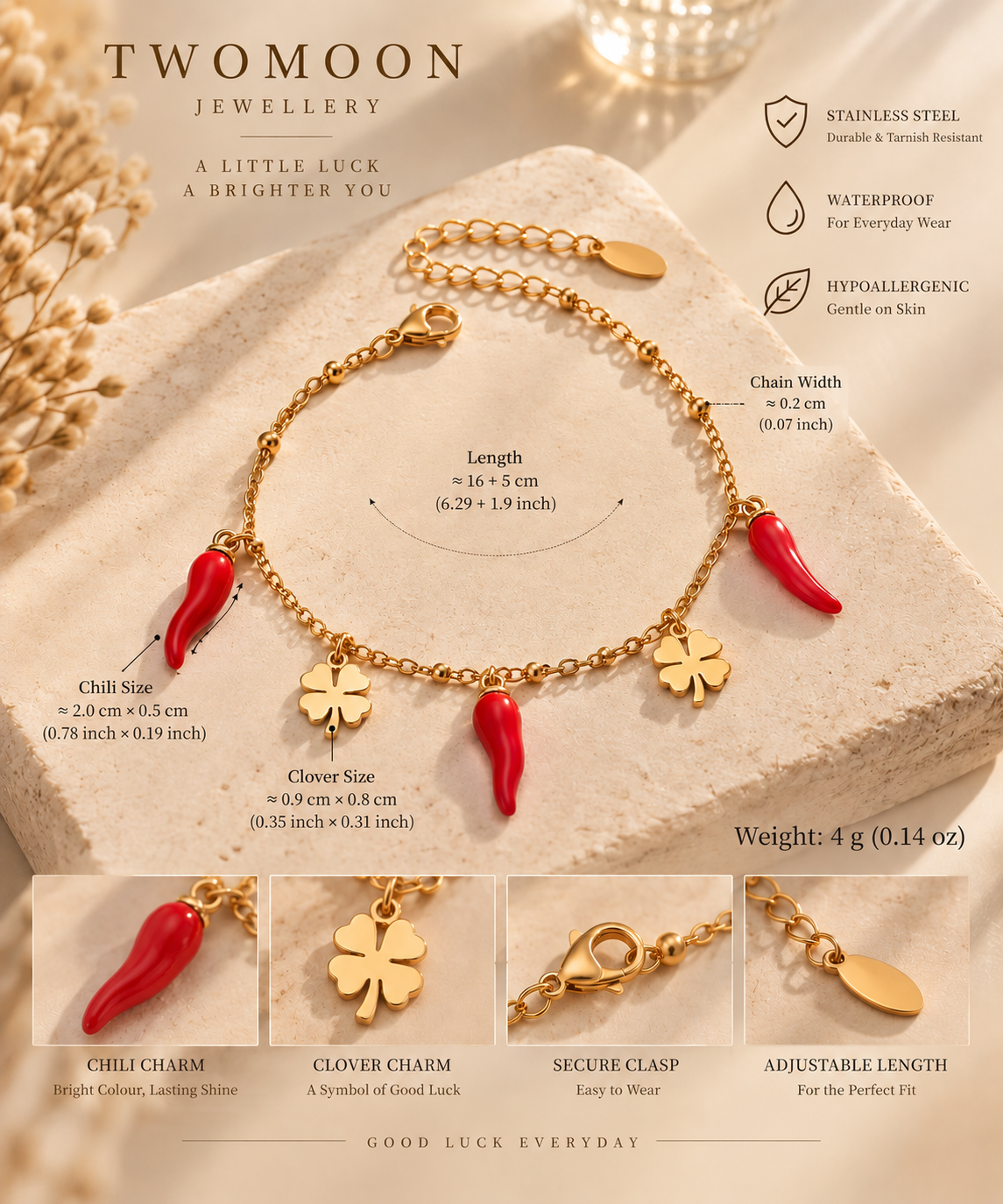 Fortuna Chilli Clover Bracelets