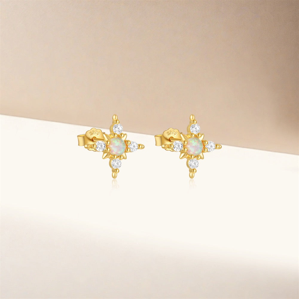 Opal Star Earrings
