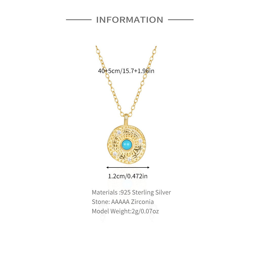 Turquoise Gemstone Coin Necklace