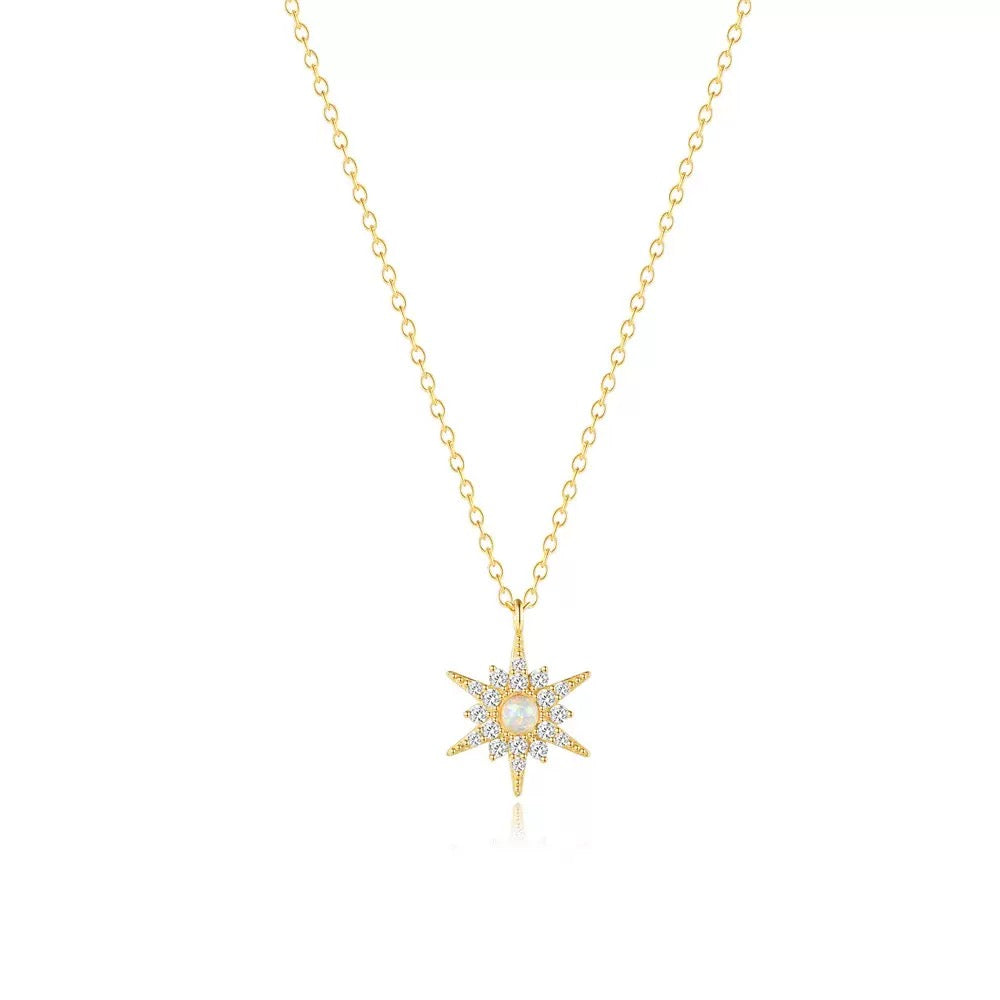 Opal Sunflower Star Necklace