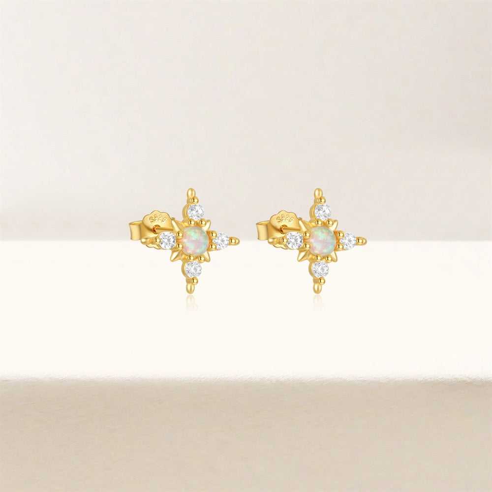 Opal Star Earrings