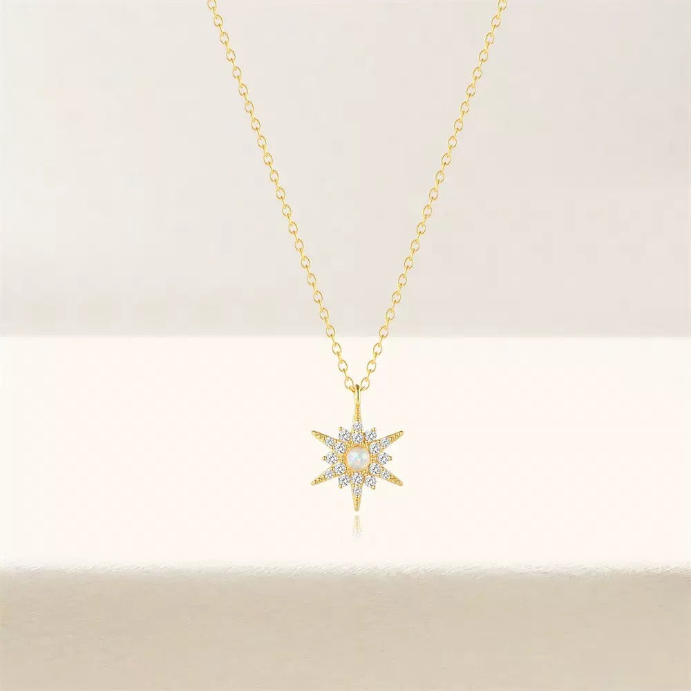 Opal Sunflower Star Necklace