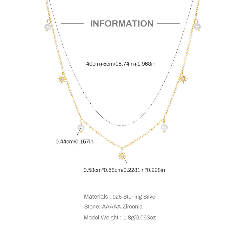 Snow Pearl Star Chain Necklace