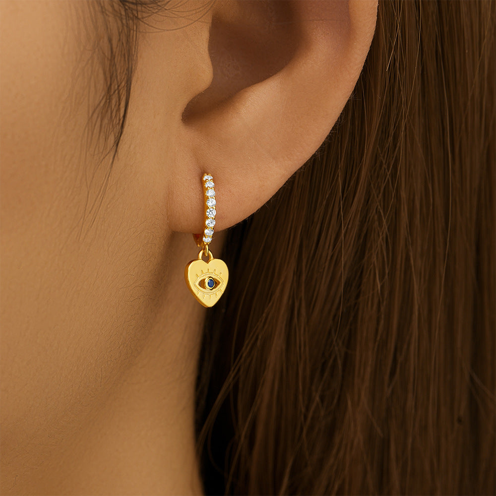 Evil eye Love Heart Earrings