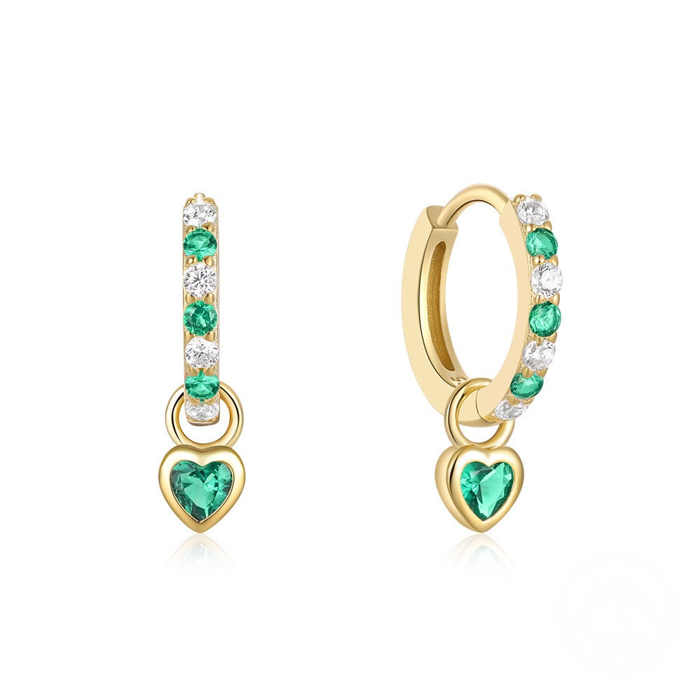 Green Heart Earrings