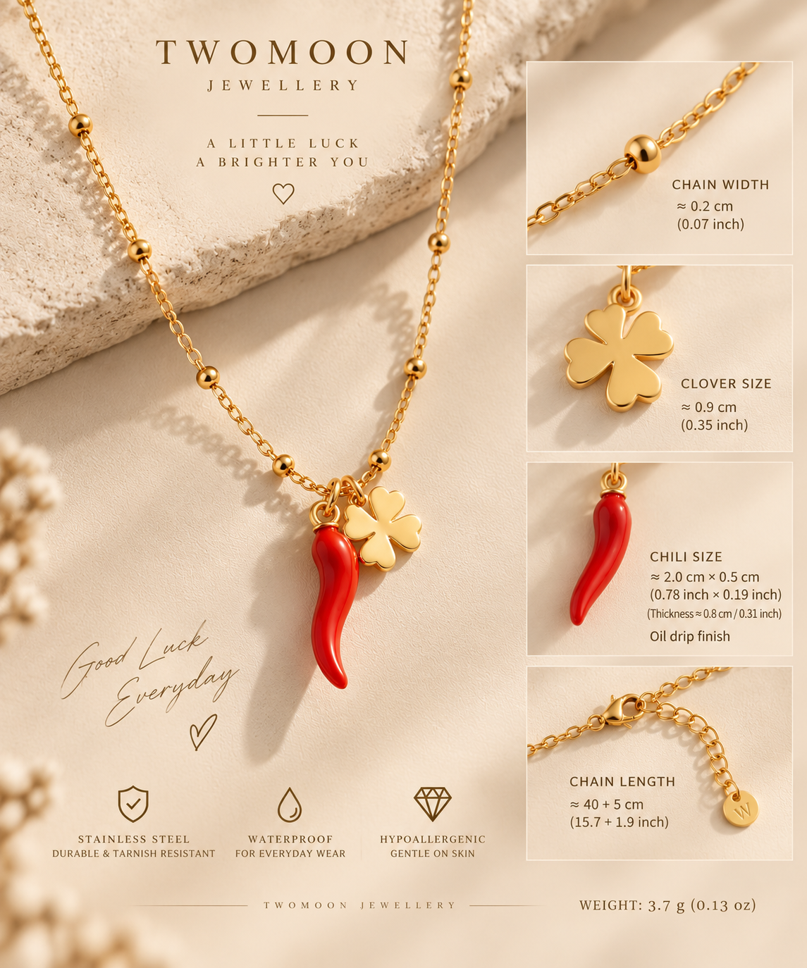 Fortuna Chilli Clover Necklace