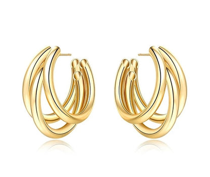 3-layer C Shape Hoop Earrings