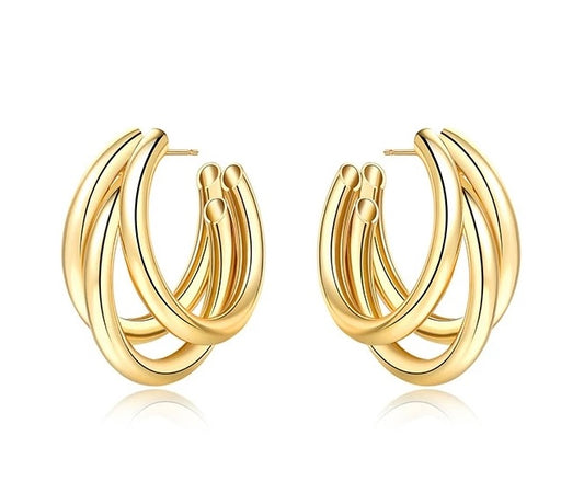 3-layer C Shape Hoop Earrings