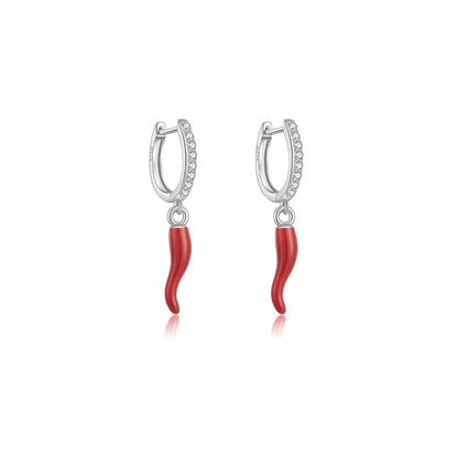 Chilli Pepper Sparkle Hoop Earrings