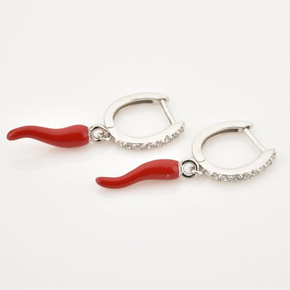 Chilli Pepper Sparkle Hoop Earrings