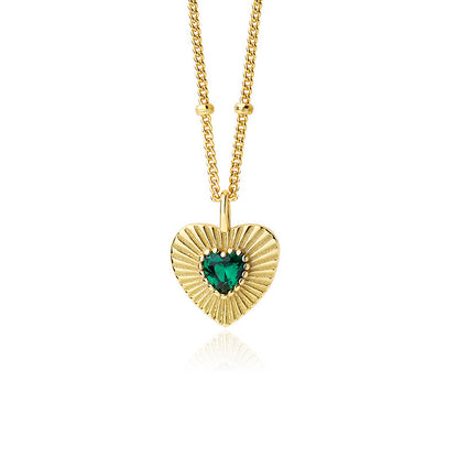 Golden Heart Green stone Necklace