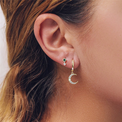 Opal Moon Star Hoop Earrings