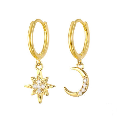 Moon Star Hoop Earrings