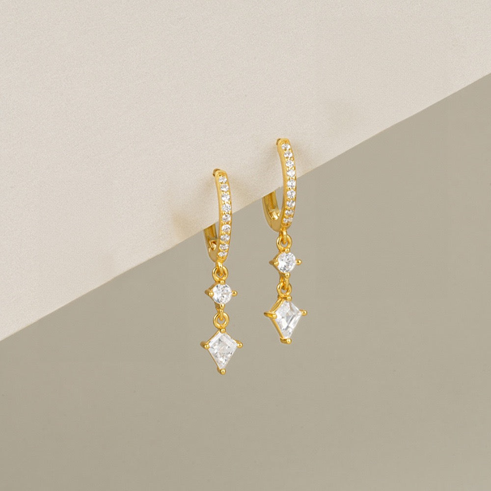 Crystal Drop Hoop Earrings