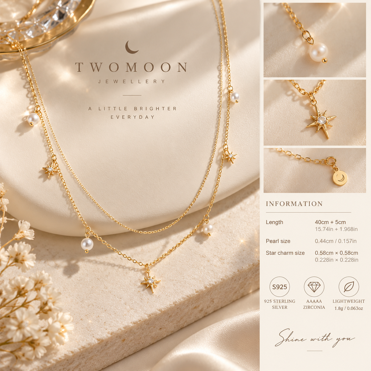 Snow Pearl Star Chain Necklace