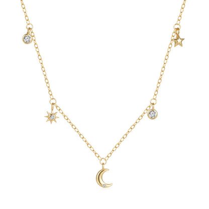 Crescent little Moon Star Necklace