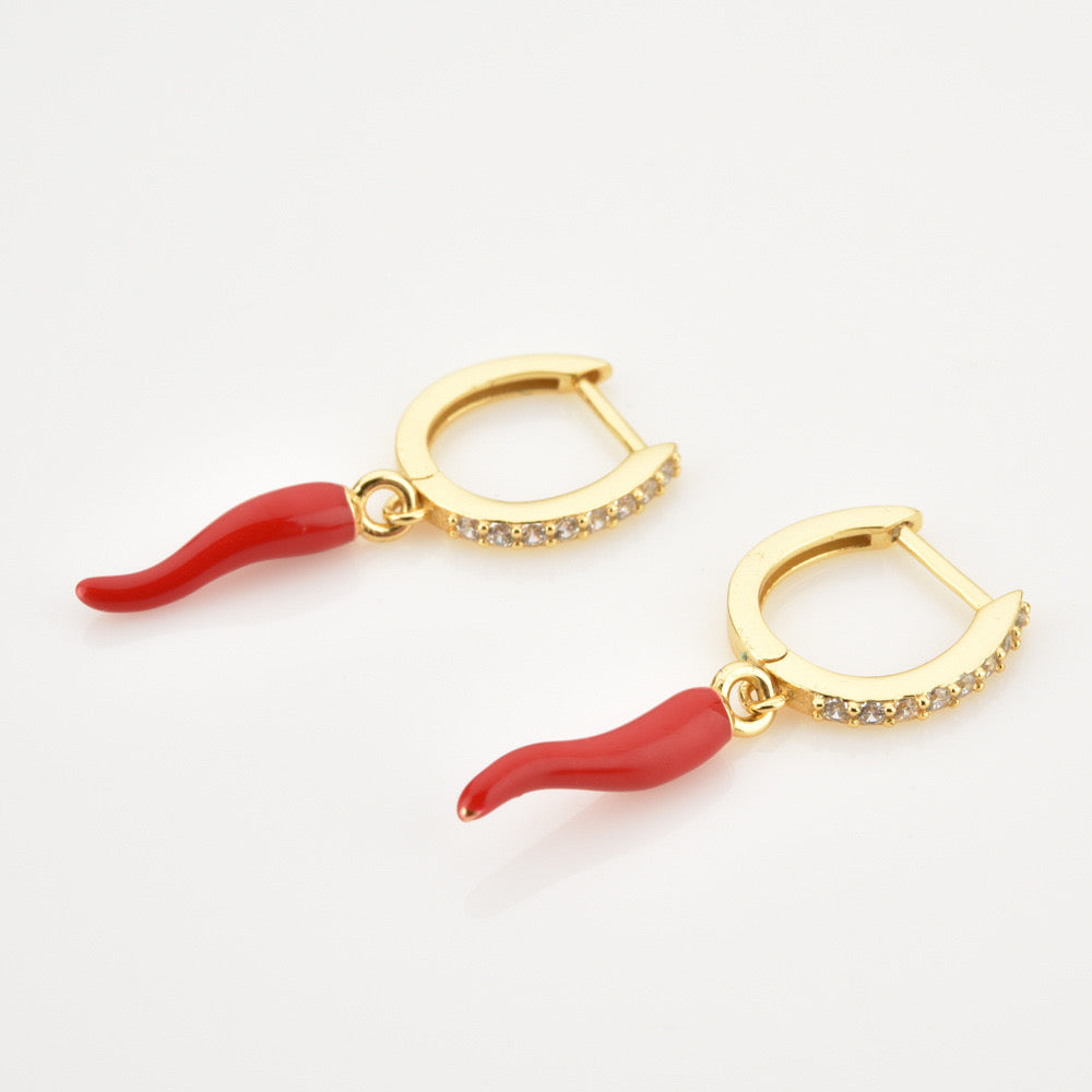 Chilli Pepper Sparkle Hoop Earrings