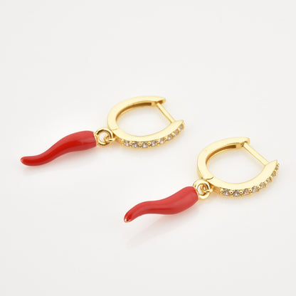 Chilli Pepper Sparkle Hoop Earrings