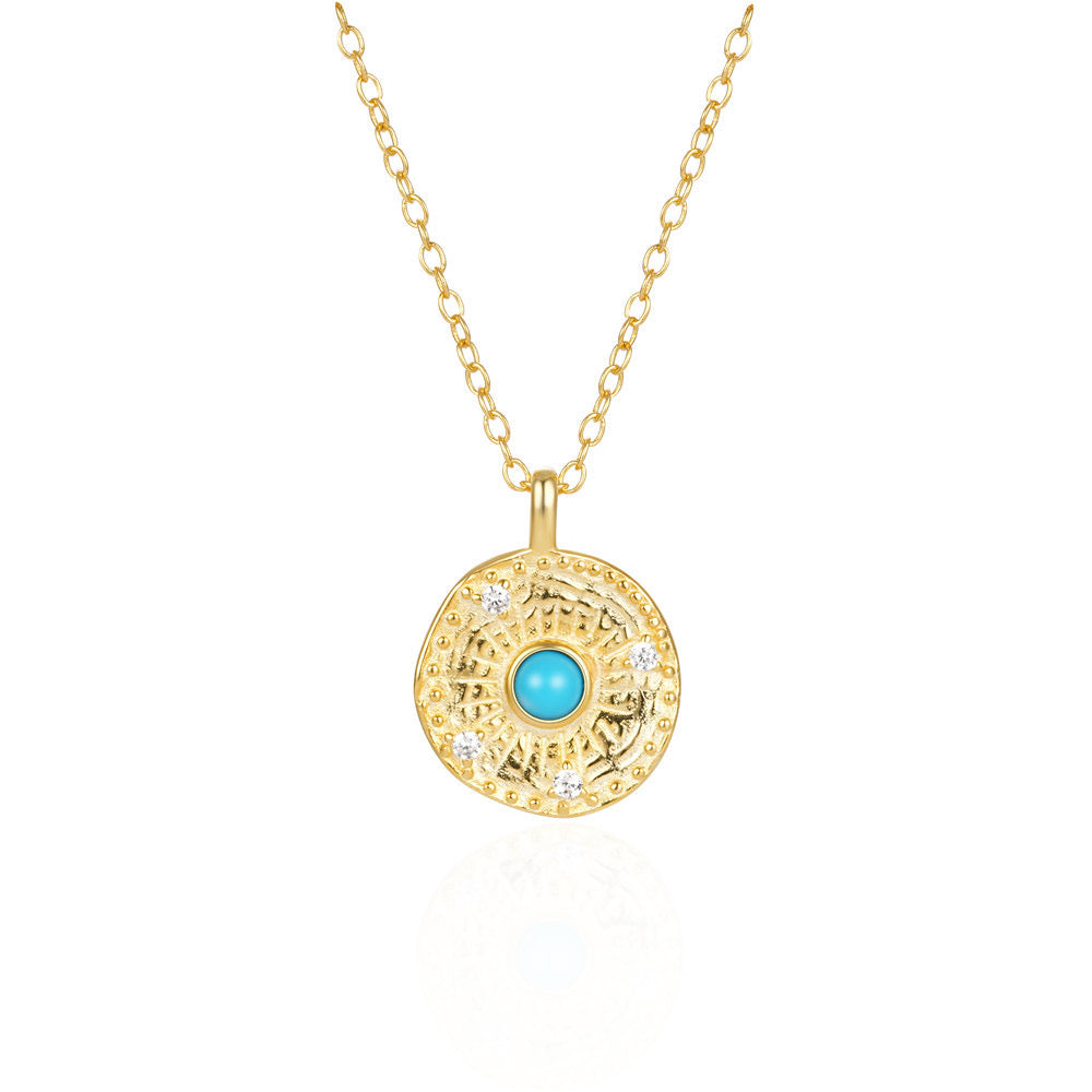 Turquoise Gemstone Coin Necklace