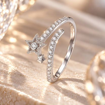 Celestial Shooting Star Open Ring