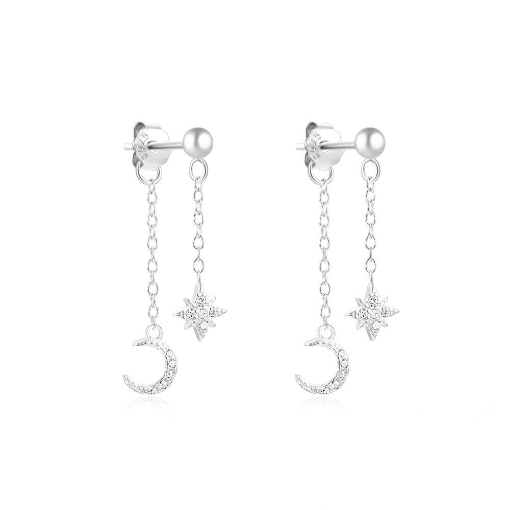 Crescent Moon Star Earrings