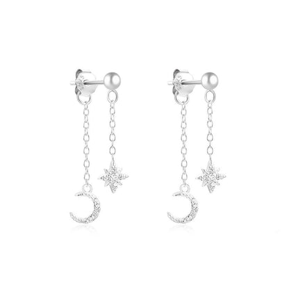 Crescent Moon Star Earrings