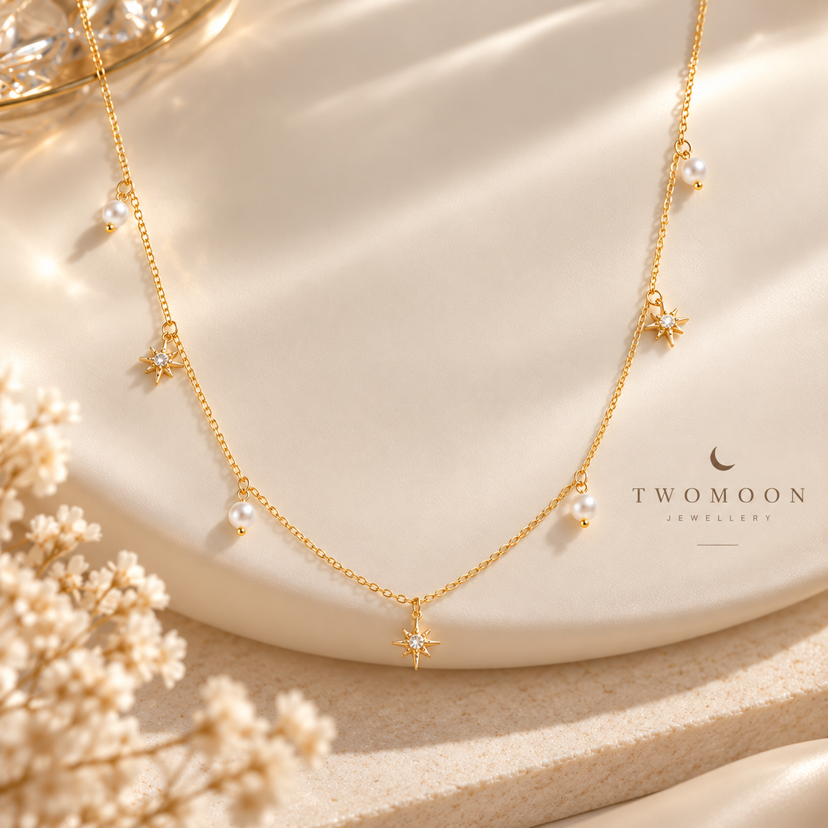 Snow Pearl Star Chain Necklace