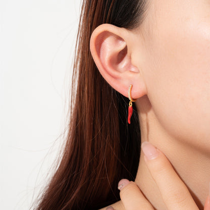 Chilli Pepper Sparkle Hoop Earrings