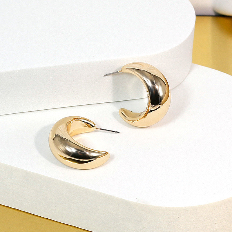 Moon Hoop Earrings