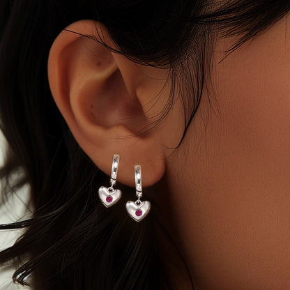 Crystal Pink Love Heart Earrings