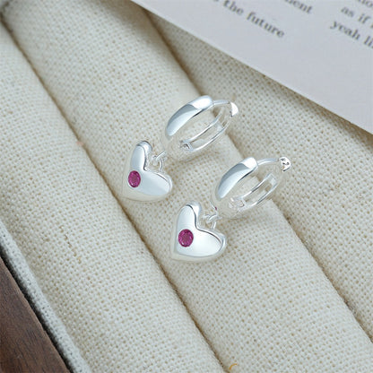 Crystal Pink Love Heart Earrings