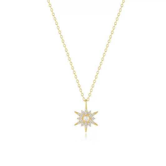 Opal Sunflower Star Necklace