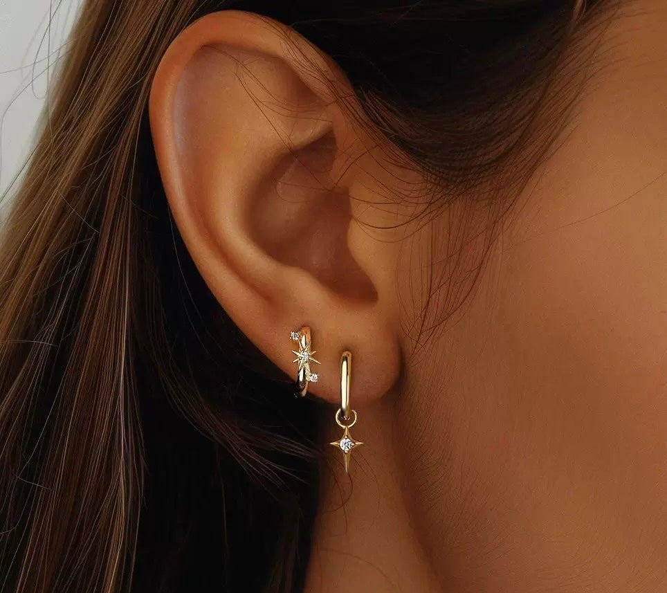 Long Cross Star Earrings