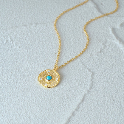 Turquoise Gemstone Coin Necklace