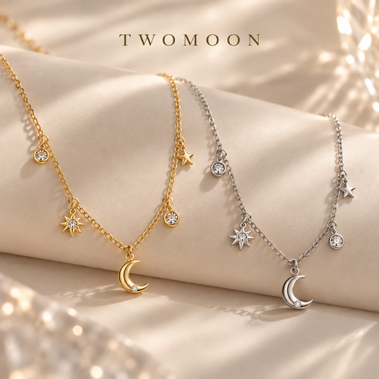 Crescent little Moon Star Necklace