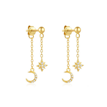 Crescent Moon Star Earrings