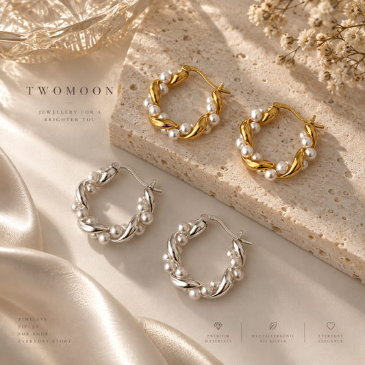 Pearl Twist Hoop Earrings
