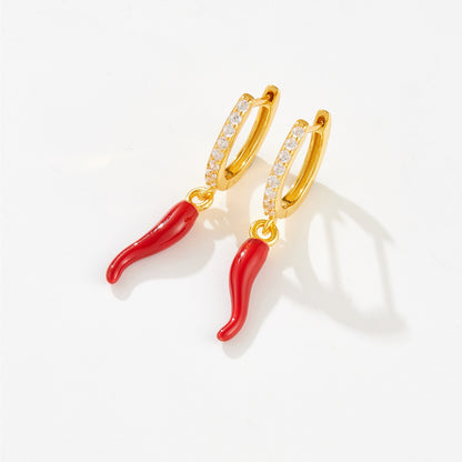 Chilli Pepper Sparkle Hoop Earrings