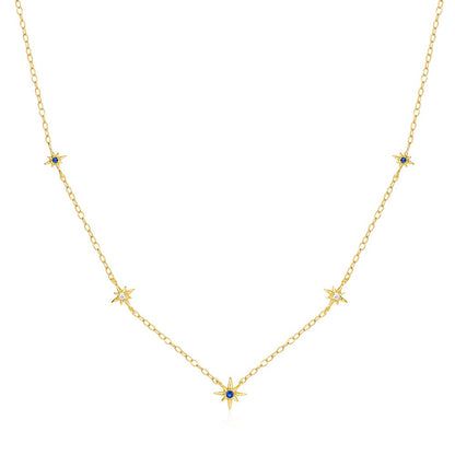 Twomoon Eight Awn star Necklace