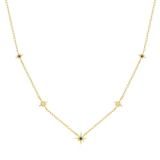 Twomoon Eight Awn star Necklace