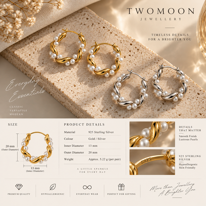 Pearl Twist Hoop Earrings