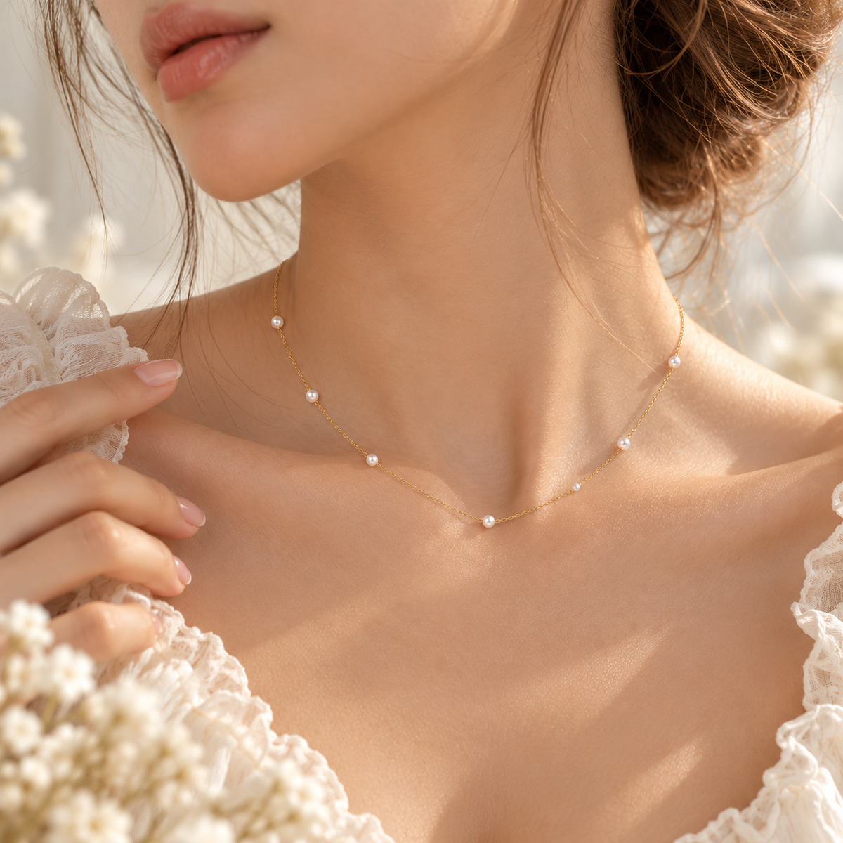 Snow Pearl Chain Necklace