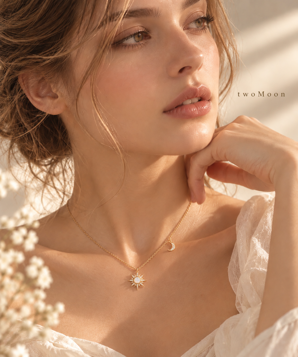 Opal Stone Sun Moon Necklace