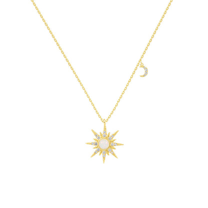 Opal Stone Sun Moon Necklace